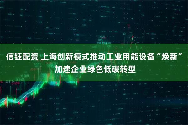 信钰配资 上海创新模式推动工业用能设备“焕新” 加速企业绿色低碳转型