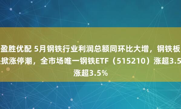 盈胜优配 5月钢铁行业利润总额同环比大增，钢铁板块掀涨停潮，全市场唯一钢铁ETF（515210）涨超3.5%